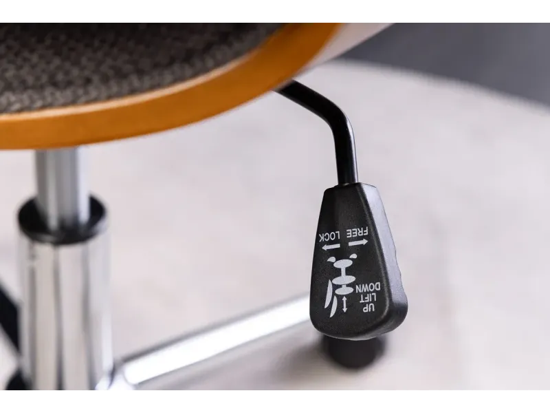 Chaise de bureau Manhattan – Tissu texturé gris & bois de noyer