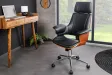 Chaise de bureau Manhattan – Similicuir noir & bois de noyer