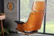 Chaise de bureau Manhattan – Similicuir noir & bois de noyer