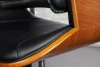Chaise de bureau Manhattan – Similicuir noir & bois de noyer