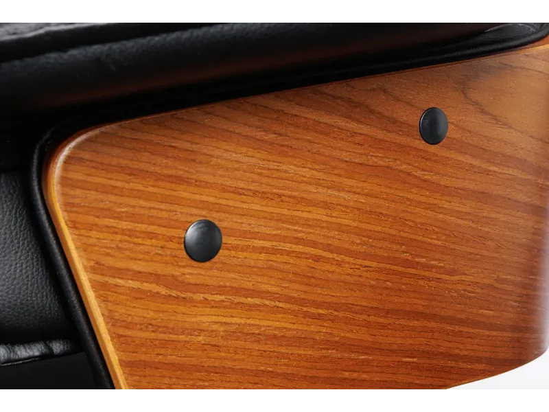 Chaise de bureau Manhattan – Similicuir noir & bois de noyer