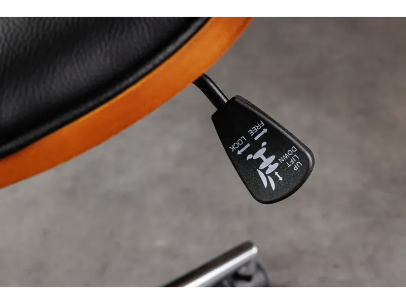 Chaise de bureau Manhattan – Similicuir noir & bois de noyer