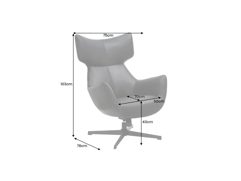 Fauteuil VOGUE pivotant à 360° en similicuir noir – Confort et élégance réunis