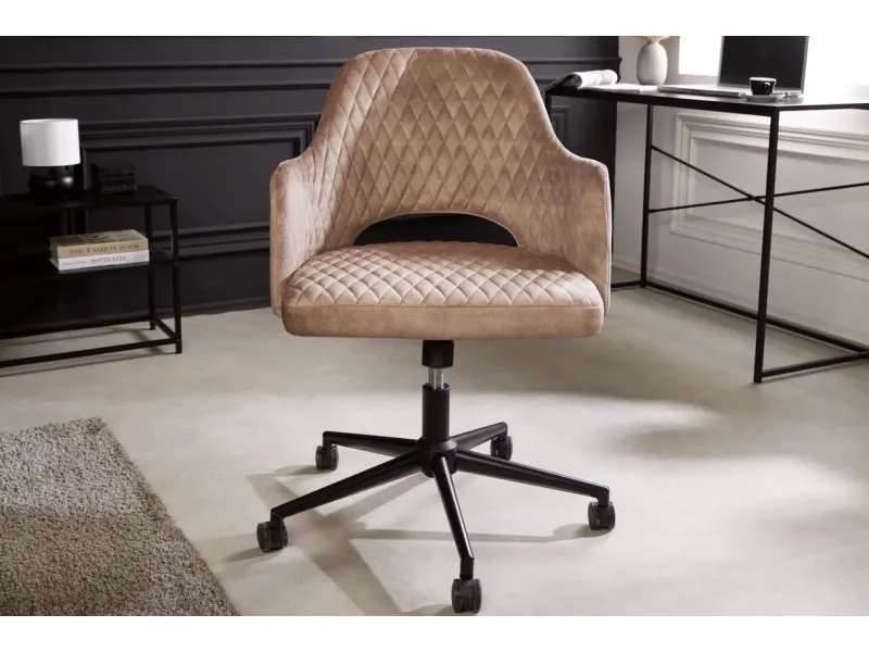 Chaise de bureau PARIS velours grège – Élégance et confort raffiné