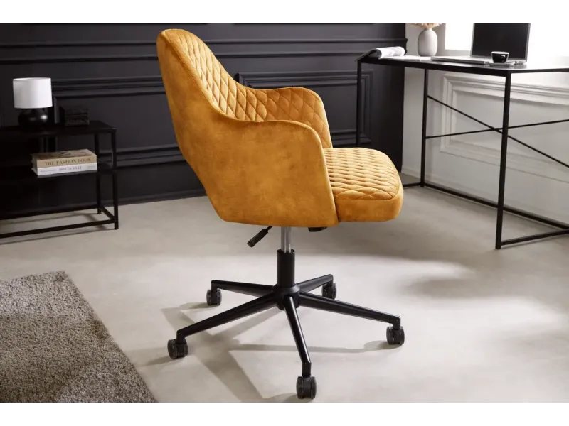 Lot de 4 chaises de bureau à roulettes en simili cuir coloris turqu...