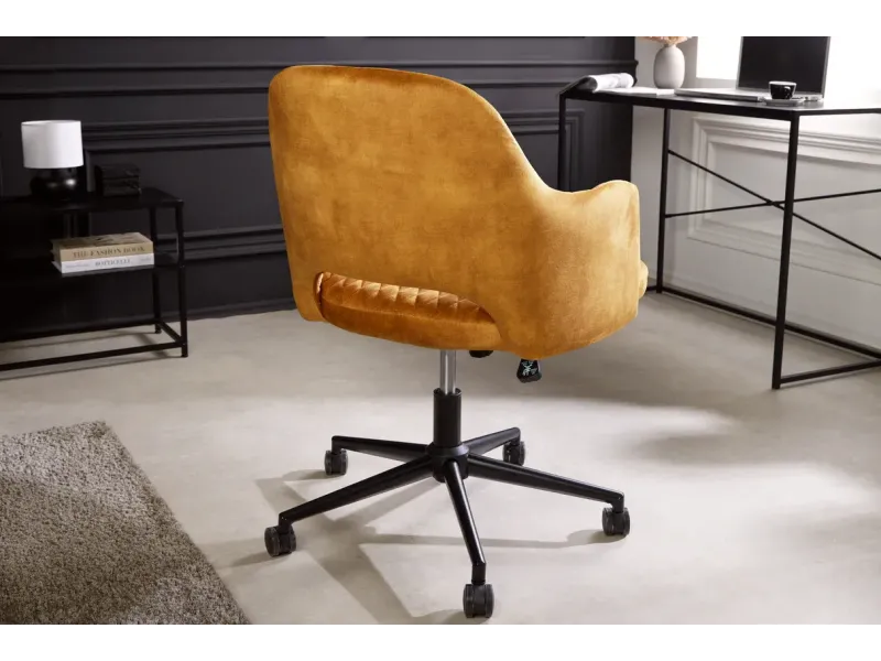 Lot de 4 chaises de bureau à roulettes en simili cuir coloris turqu...