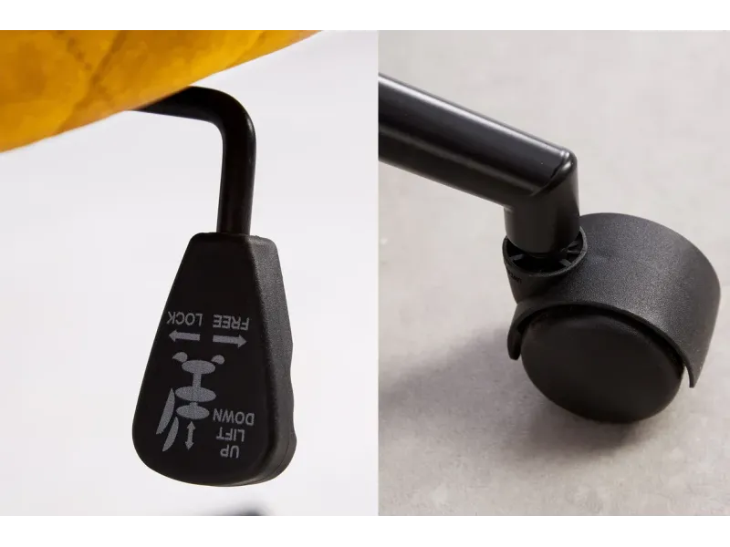 Chaise de bureau EUPHORIA velours jaune moutarde – Confort chic et design audacieux