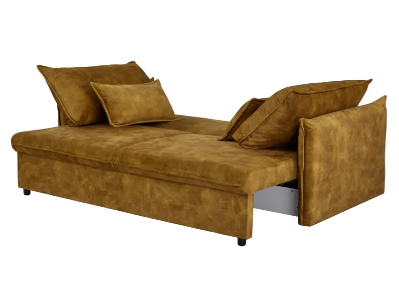 Canapé Marvelous velours jaune moutard 220cm pas cher