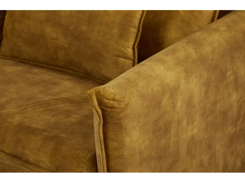 Canapé Marvelous velours jaune moutard 220cm pas cher