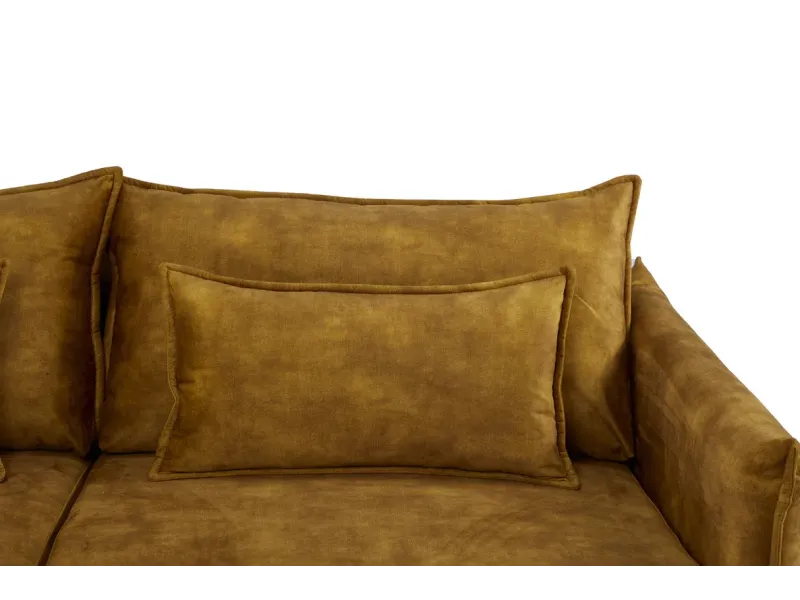 Canapé Marvelous velours jaune moutard 220cm pas cher