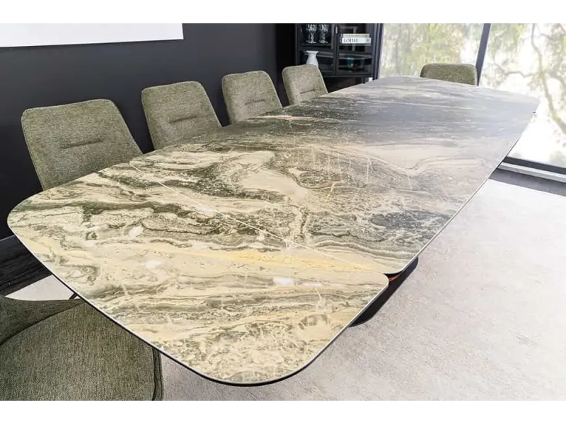 Table à manger extensible en céramique 180-225cm aspect marbre pas cher