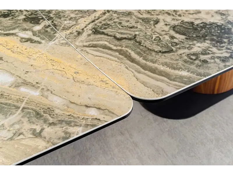 Table à manger extensible en céramique 180-225cm aspect marbre pas cher