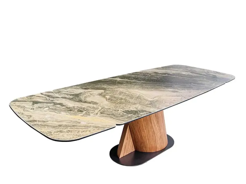 Table à manger extensible en céramique 180-225cm aspect marbre pas cher