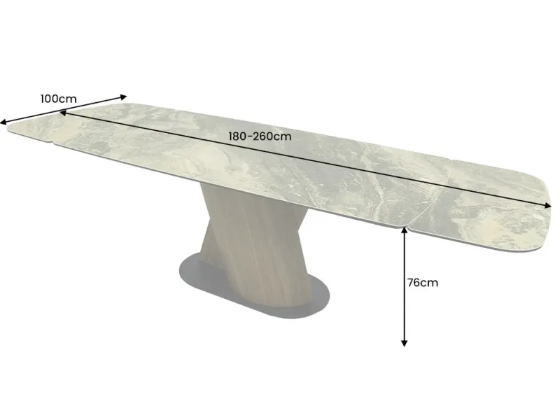 Table à manger extensible en céramique 180-225cm aspect marbre pas cher