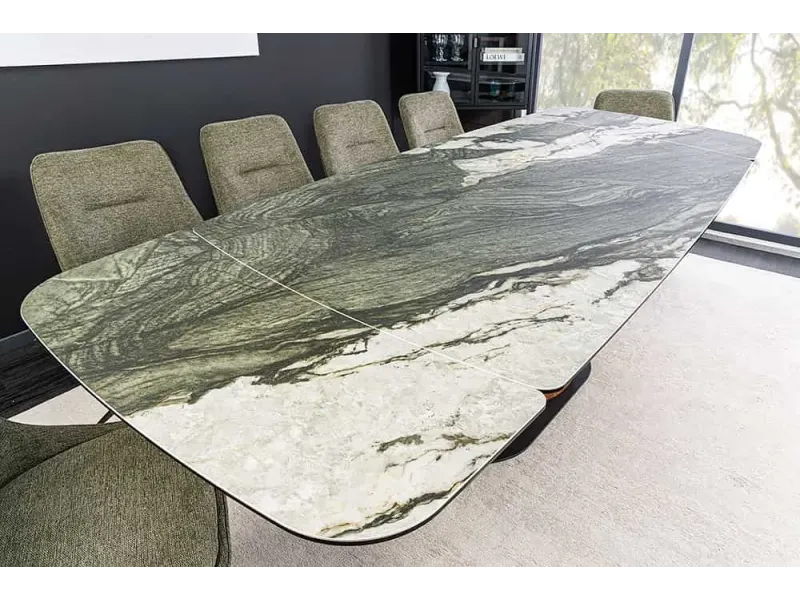 Table à manger extensible en céramique 180-225cm aspect marbre pas cher