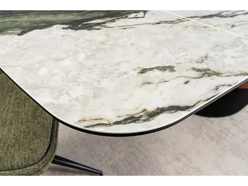 Table à manger extensible en céramique 180-225cm aspect marbre pas cher