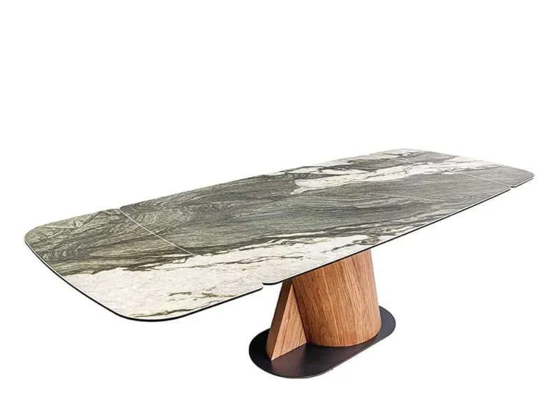 Table à manger extensible en céramique 180-225cm aspect marbre pas cher