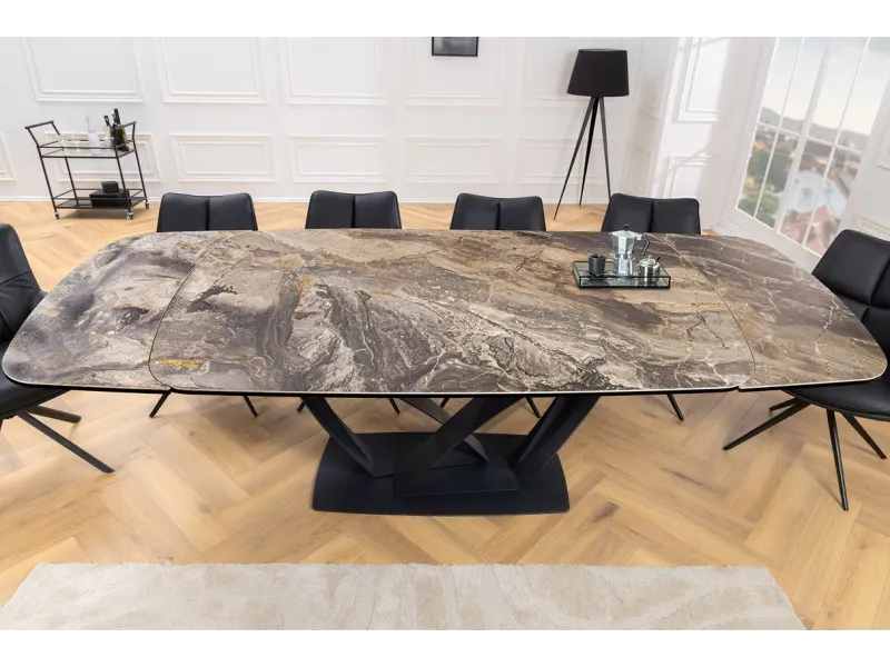 Table à manger extensible en céramique 180-225cm aspect marbre pas cher