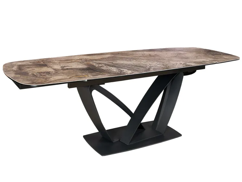 Table à manger extensible en céramique 180-225cm aspect marbre pas cher