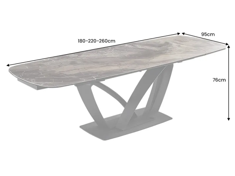 Table à manger extensible en céramique 180-225cm aspect marbre pas cher