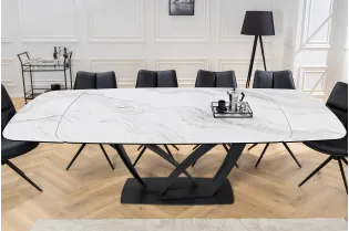 Table à manger extensible en céramique 180-225cm aspect marbre pas cher 2