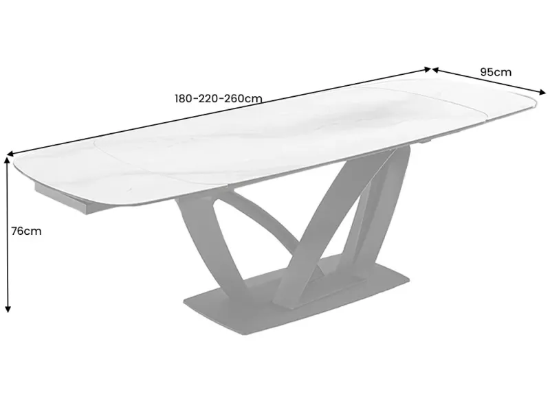 Table à manger extensible en céramique 180-225cm aspect marbre pas cher