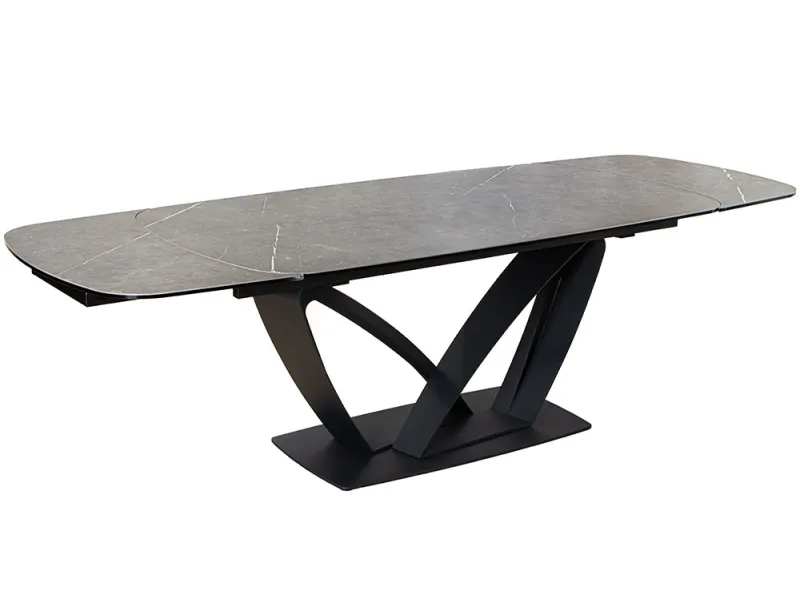 Table à manger extensible en céramique 180-225cm aspect marbre pas cher