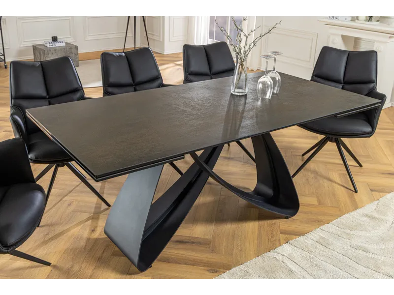 Table à manger extensible en céramique 180-225cm aspect marbre pas cher