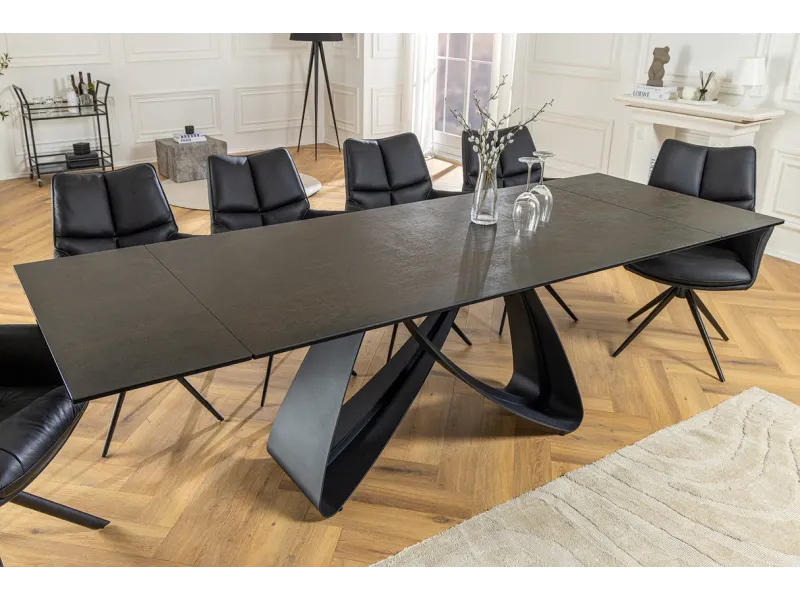 Table à manger extensible en céramique 180-225cm aspect marbre pas cher