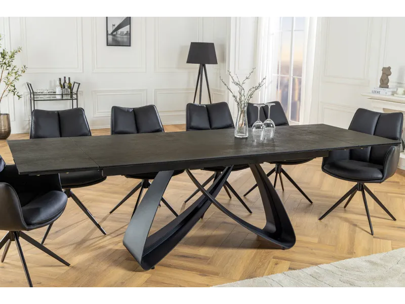 Table à manger extensible en céramique 180-225cm aspect marbre pas cher