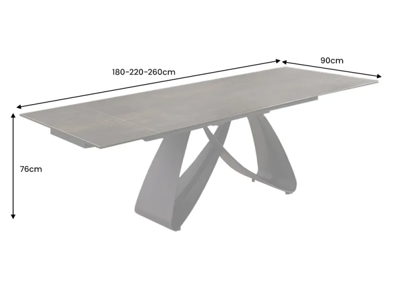 Table à manger extensible en céramique 180-225cm aspect marbre pas cher