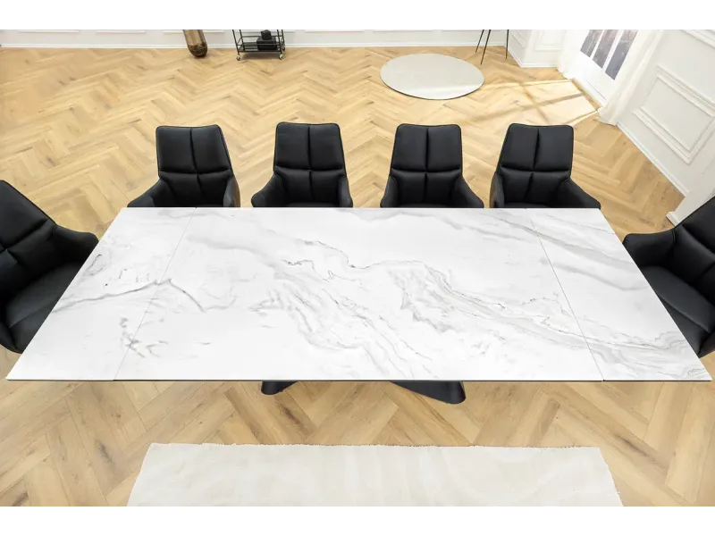 Table à manger extensible en céramique 180-225cm aspect marbre pas cher