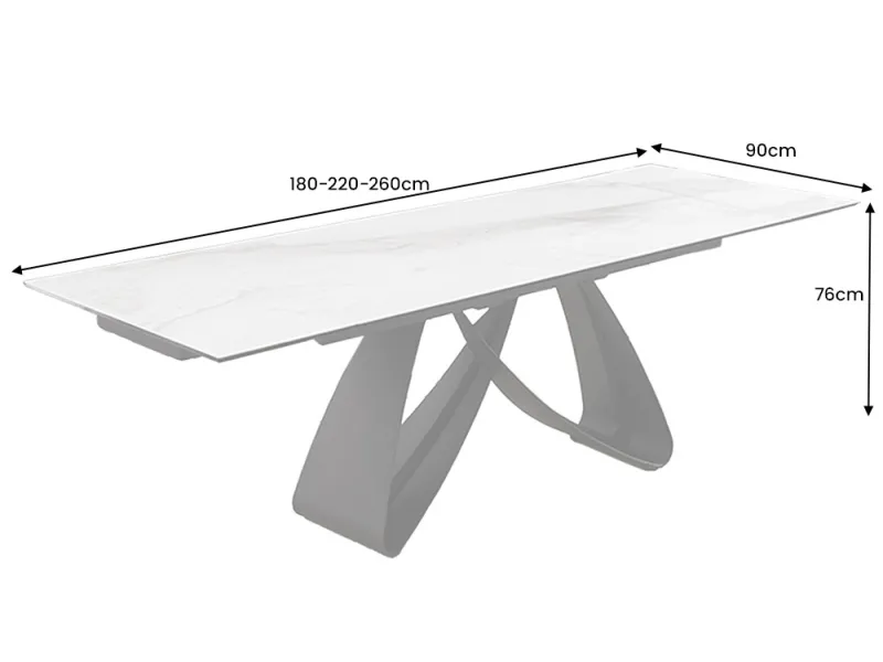 Table à manger extensible en céramique 180-225cm aspect marbre pas cher