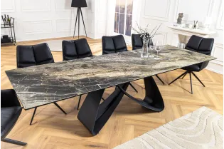 Table à manger extensible en céramique 180-225cm aspect marbre pas cher