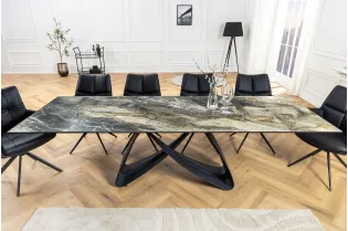 Table à manger extensible en céramique 180-225cm aspect marbre pas cher 2