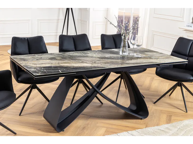 Table à manger extensible en céramique 180-225cm aspect marbre pas cher
