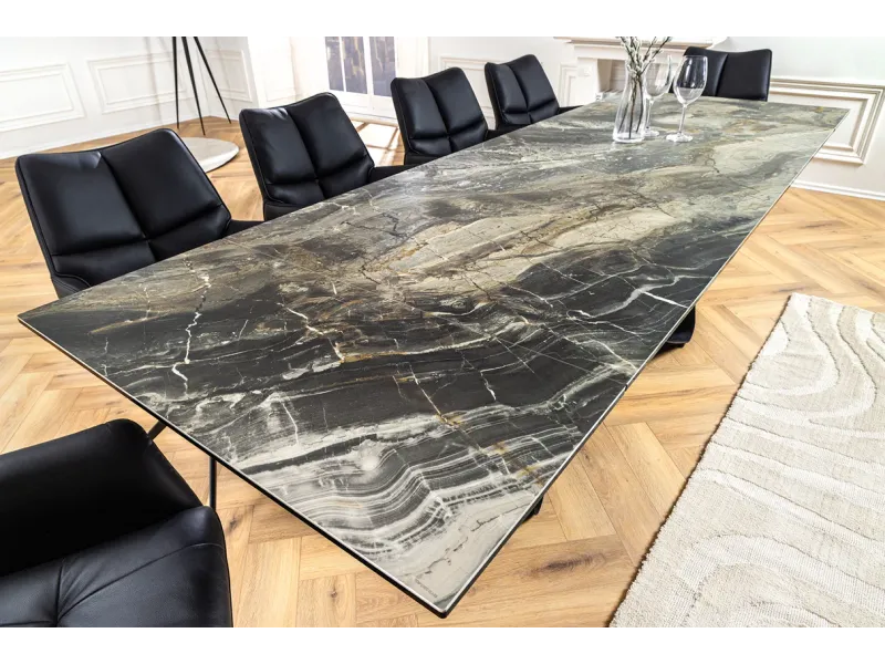 Table à manger extensible en céramique 180-225cm aspect marbre pas cher