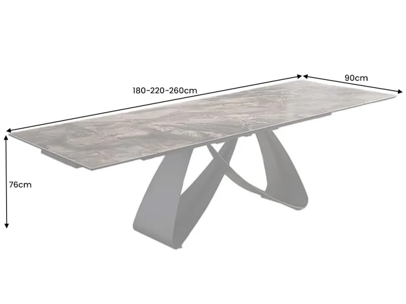 Table à manger extensible en céramique 180-225cm aspect marbre pas cher