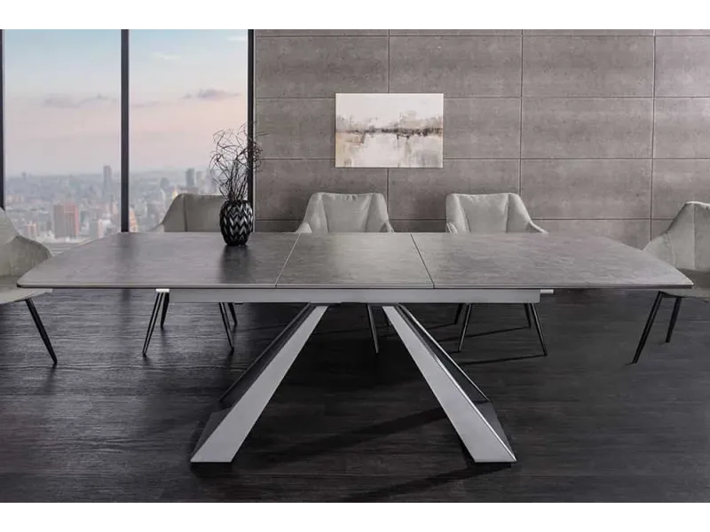 Table à manger extensible en céramique 180-225cm aspect marbre pas cher