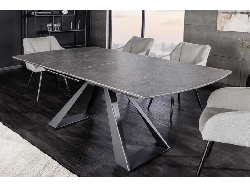 Table à manger extensible en céramique 180-225cm aspect marbre pas cher