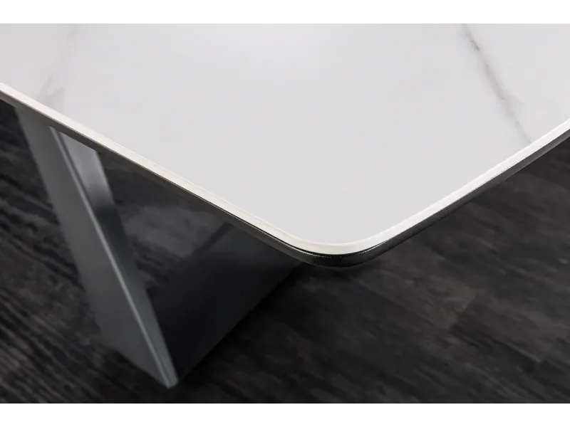 Table à manger extensible en céramique 180-225cm aspect marbre pas cher
