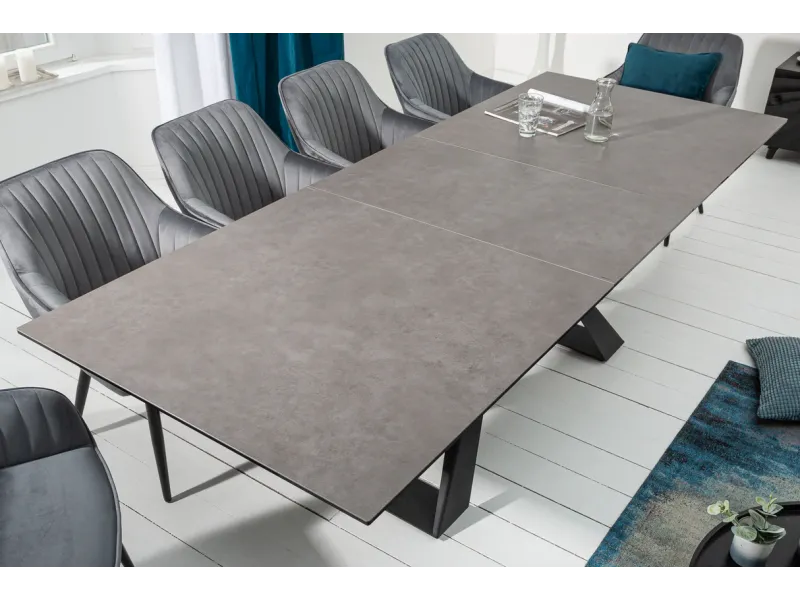 Table à manger extensible en céramique 180-225cm aspect marbre pas cher