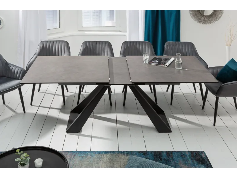 Table à manger extensible en céramique 180-225cm aspect marbre pas cher
