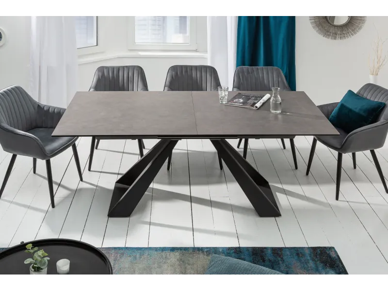 Table à manger extensible en céramique 180-225cm aspect marbre pas cher