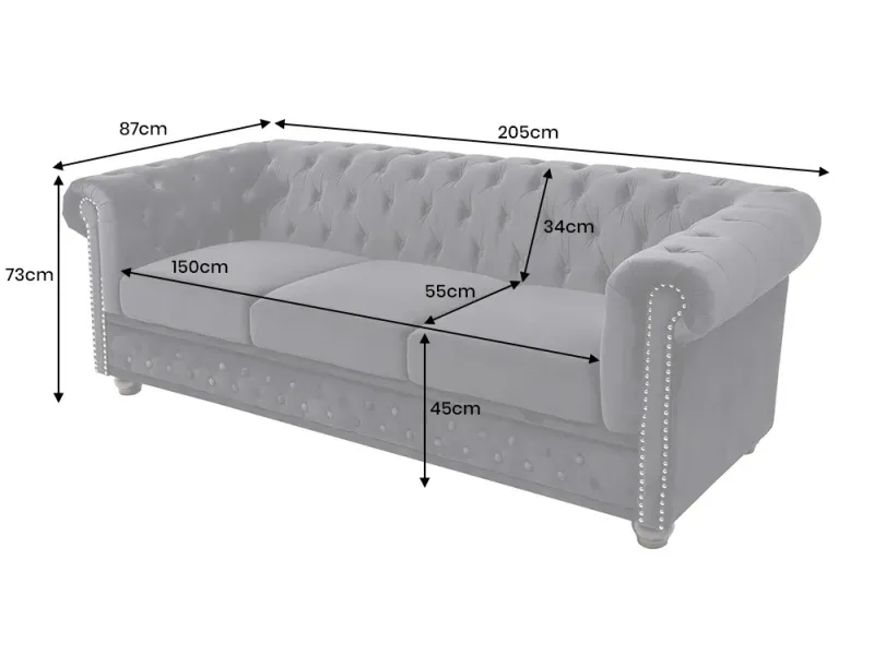 Canapé Marvelous velours jaune moutard 220cm pas cher