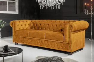 Canapé Marvelous velours jaune moutard 220cm pas cher