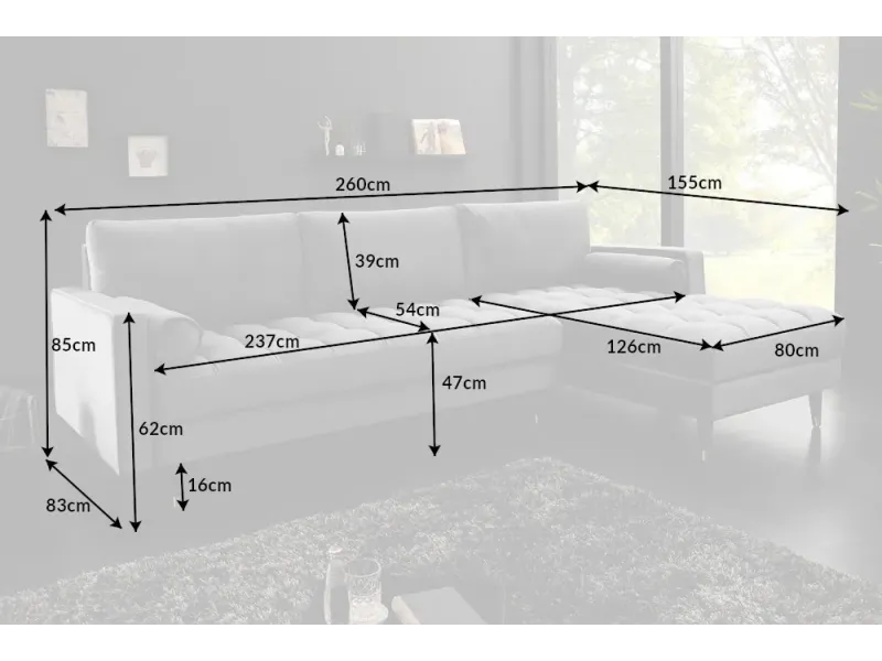 Canapé d'angle en velours coloris gris pas cher