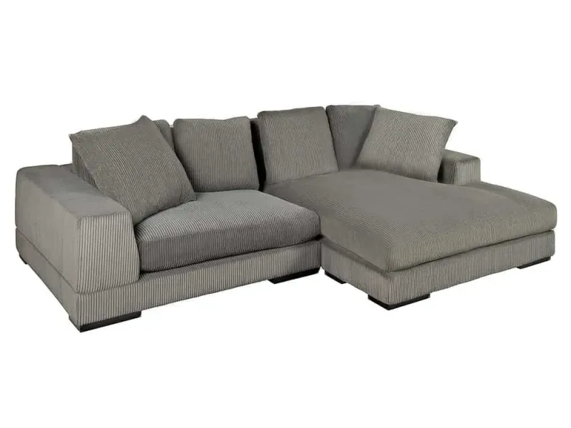 Canapé d'angle en velours coloris gris pas cher