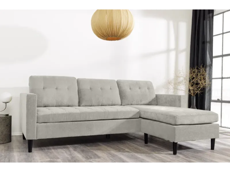 Canapé d'angle en velours coloris gris pas cher