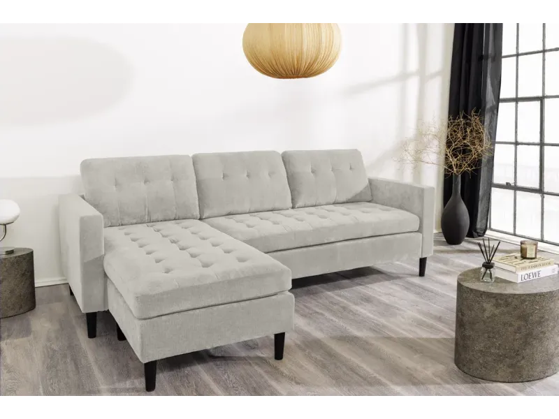 Canapé d'angle en velours coloris gris pas cher